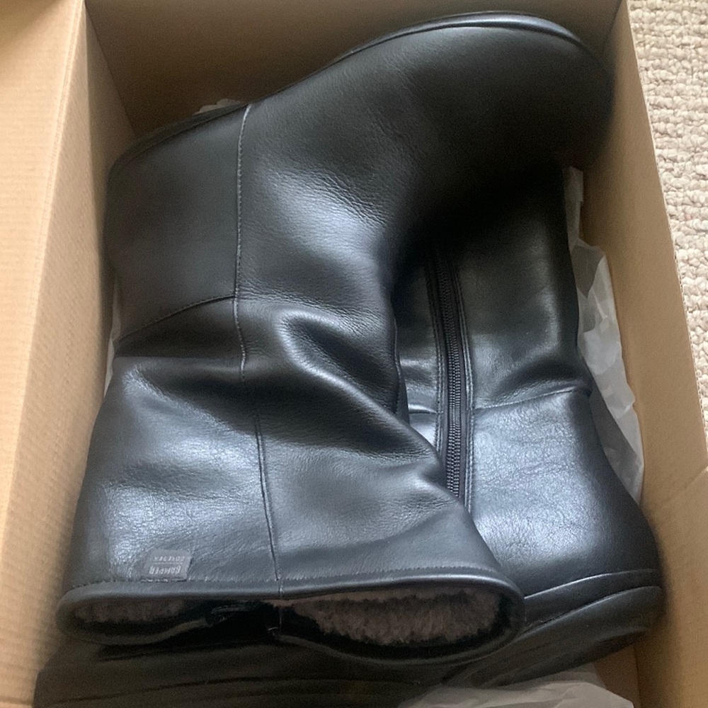 Black leather boots